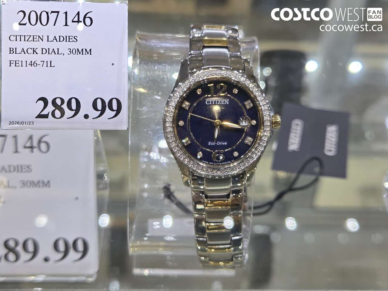 CITIZEN LADIES BLACK DIAL, 30MM FE1146-71L