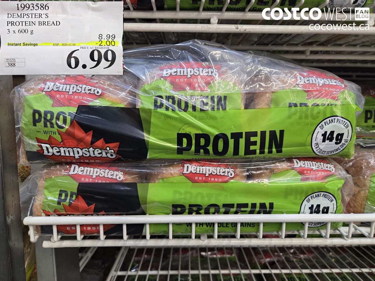 DEMPSTER’S PROTEIN BREAD 3 X 600G