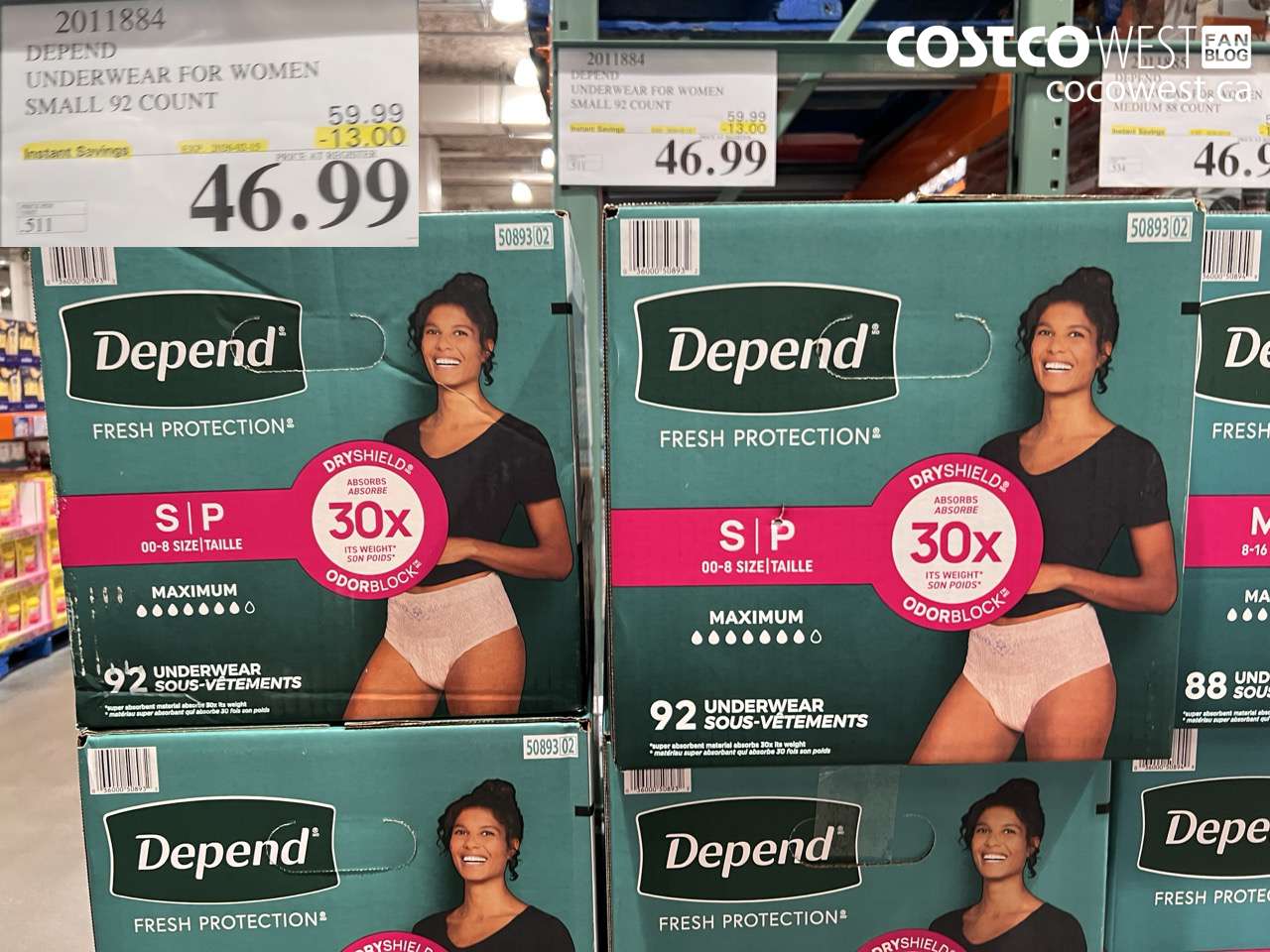 DEPEND UNDERWEAR FOR WOMEN SMALL 92 COUNT