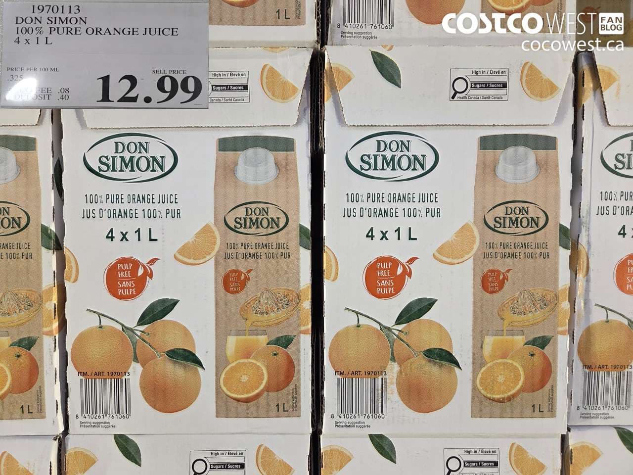 DON SIMON 100% PURE ORANGE JUICE 4 x 1 L