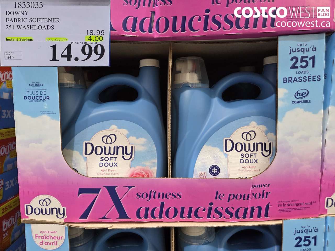 DOWNY FABRIC SOFTENER 251 WASHLOADS