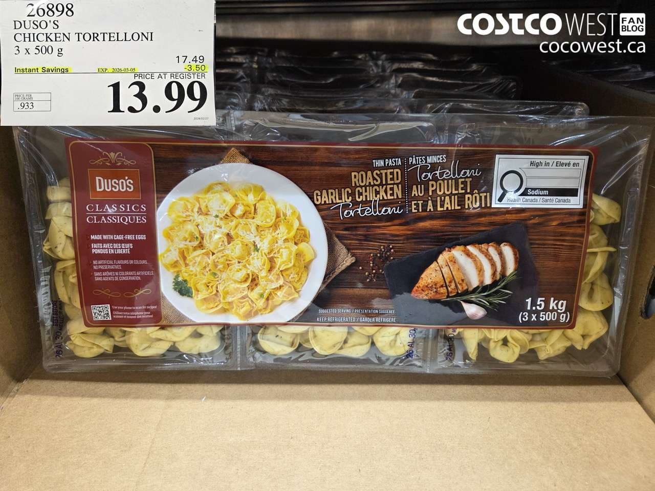 DUSO’S CHICKEN TORTELLONI 3 X 500 G