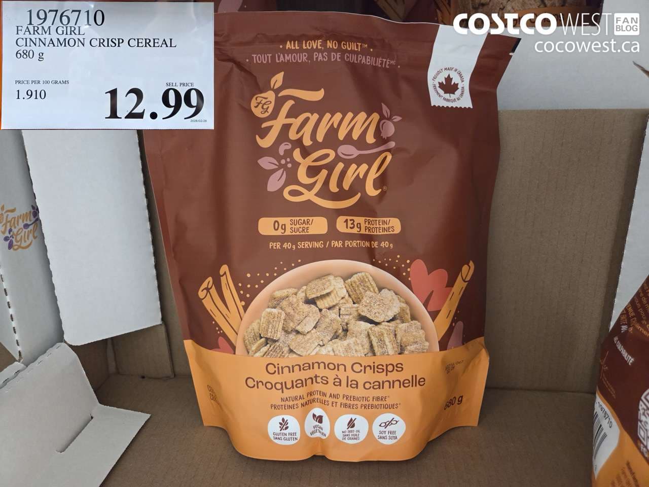 farm girl cinnamon crisp cereal 680 g