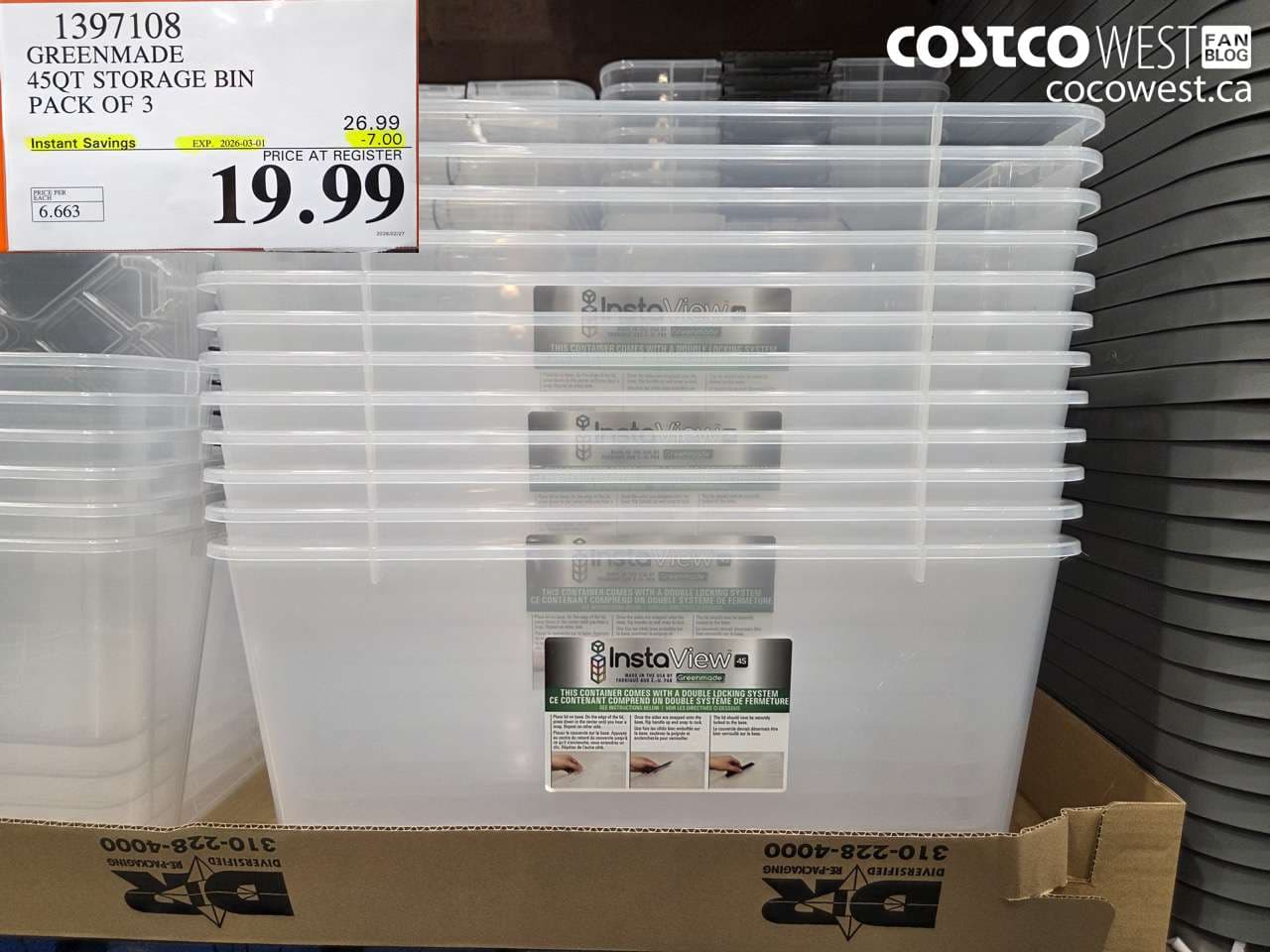 greenmade 45qt storage bin pack of 3