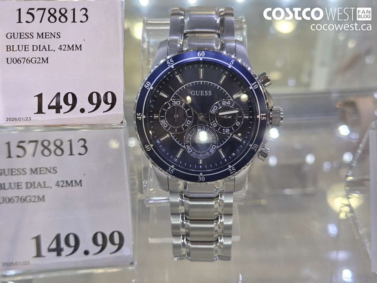 GUESS MENS BLUE DIAL, 42MM U0676G2M