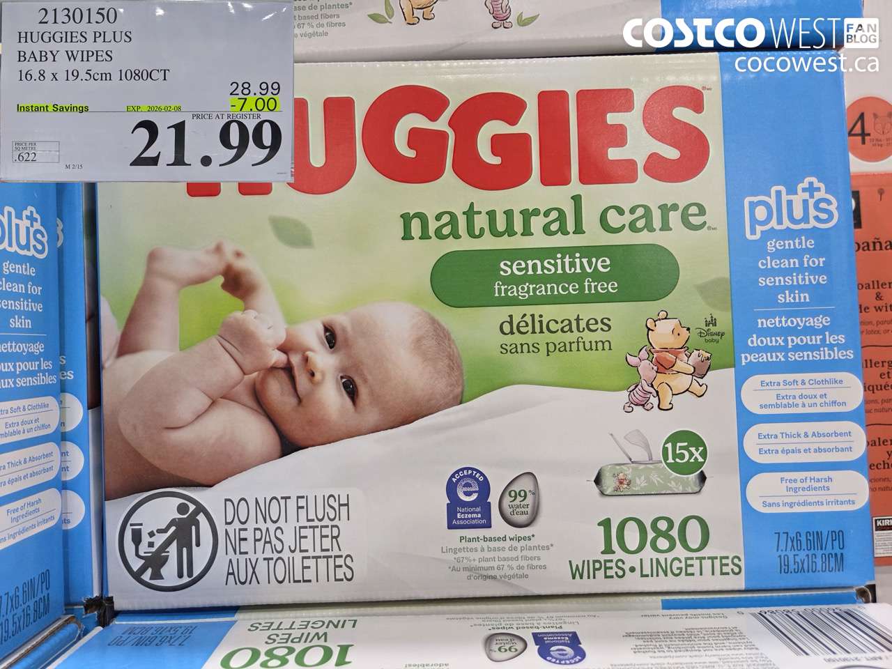 HUGGIES PLUS BABY WIPES 10.8 x 19.5cm 1080CT