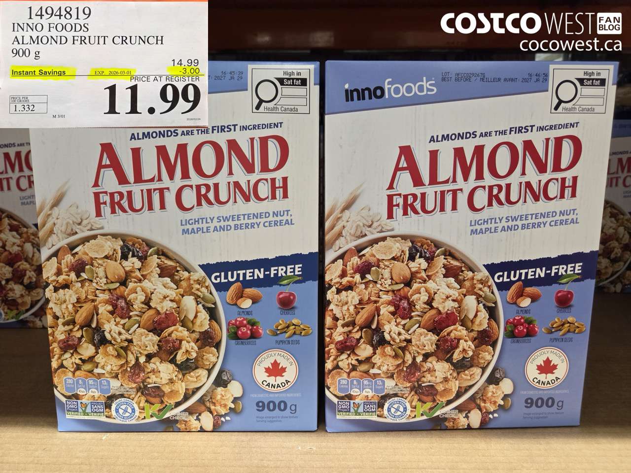 inno foods almond fruit crunch 900 g