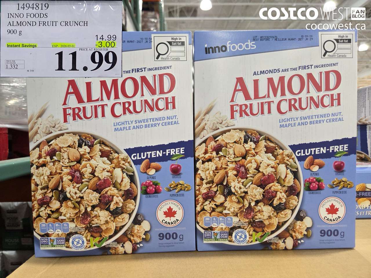 INNO FOODS ALMOND FRUIT CRUNCH 900 g