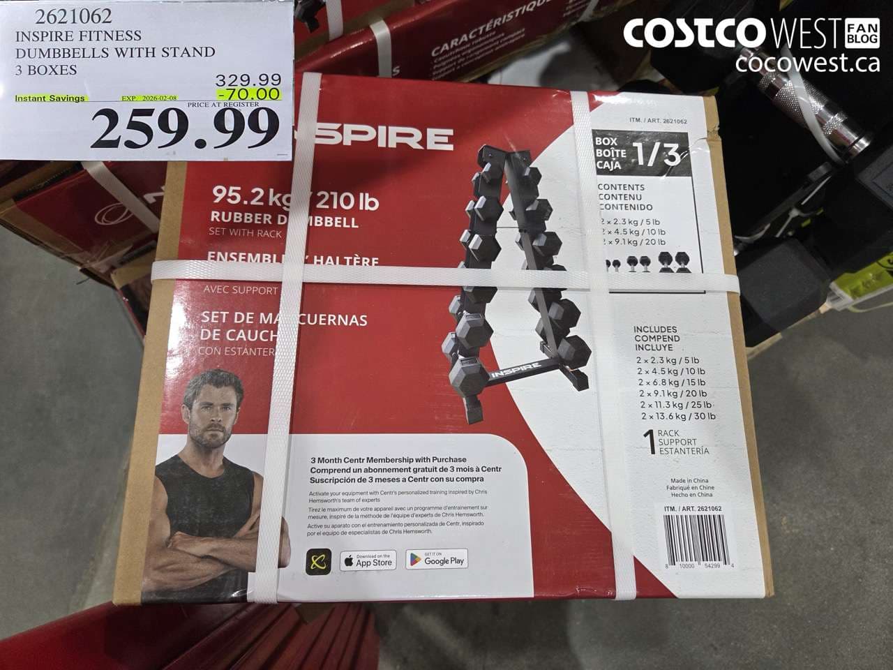 INSPIRE FITNESS HEX DUMBBELL W/ RACK 3 BOXES