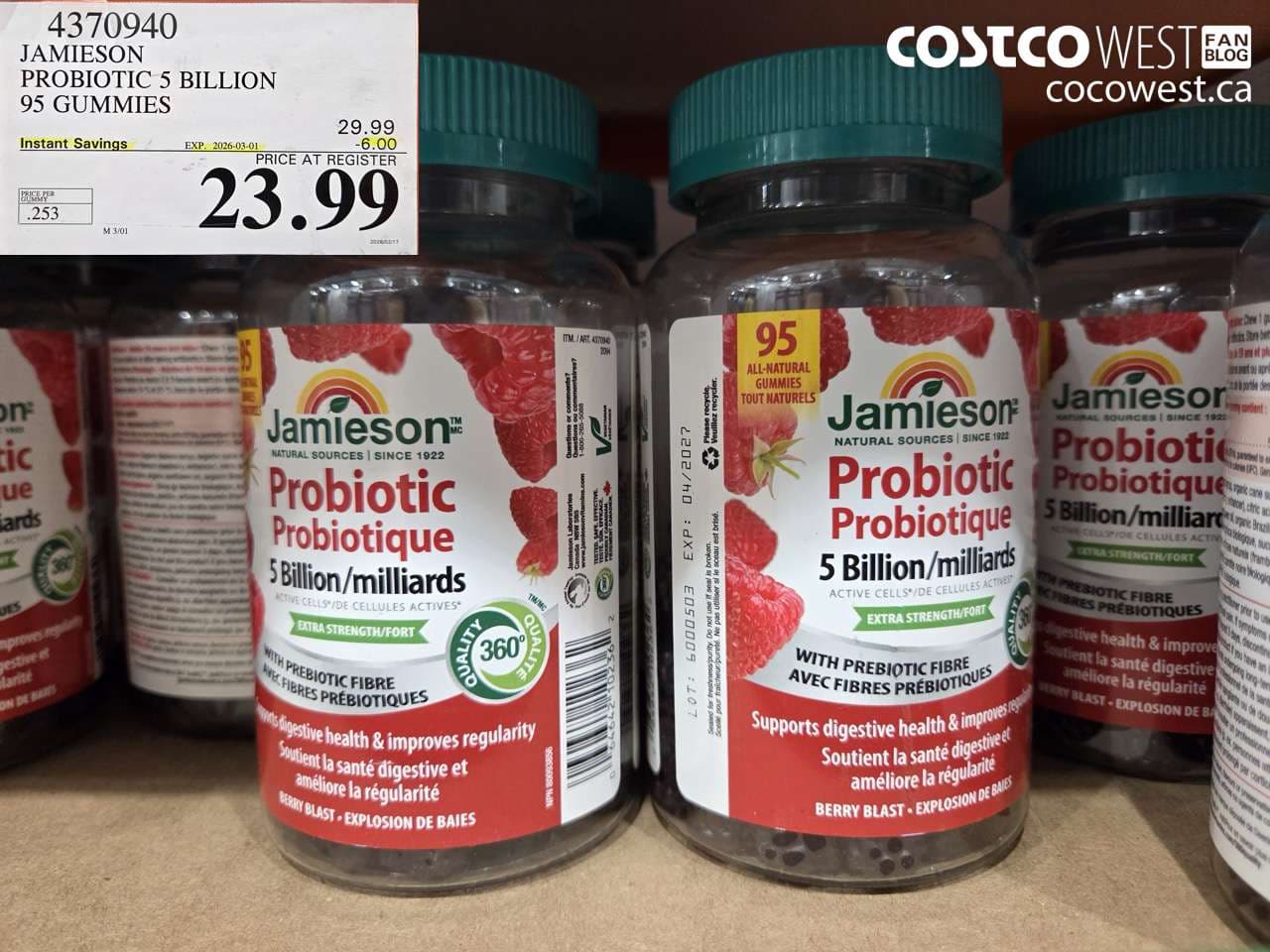 jamieson probiotic 5 billion 95 gummies