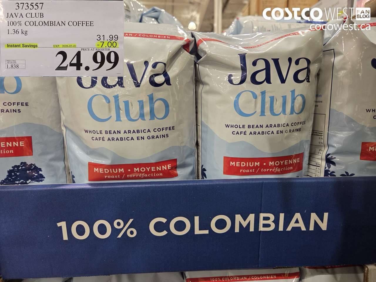 JAVA CLUB 100% COLOMBIAN COFFEE 1.36KG