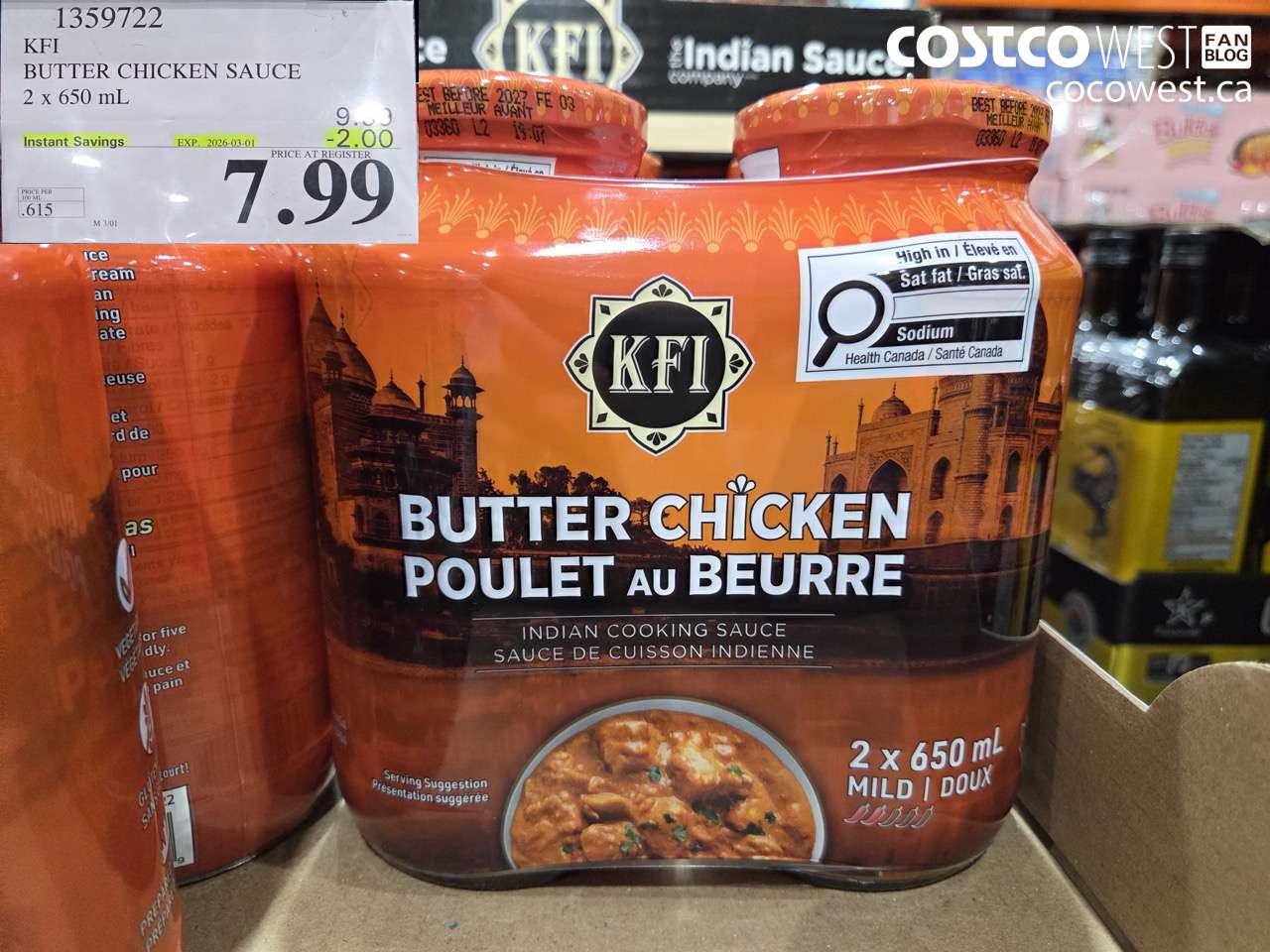 KFI BUTTER CHICKEN SAUCE 2 x 650 mL