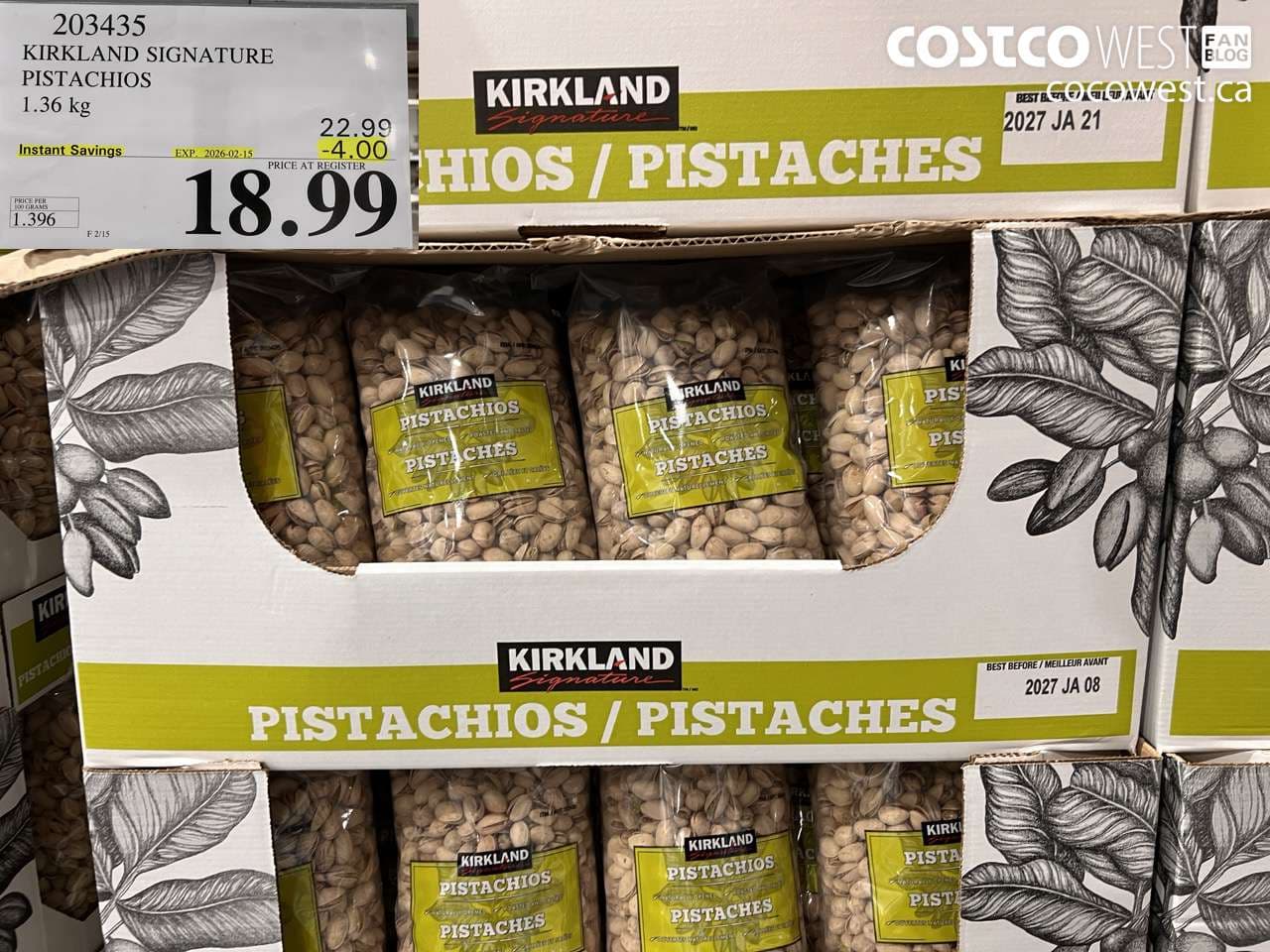 KIRKLAND SIGNATURE PISTACHIOS 1.36KG