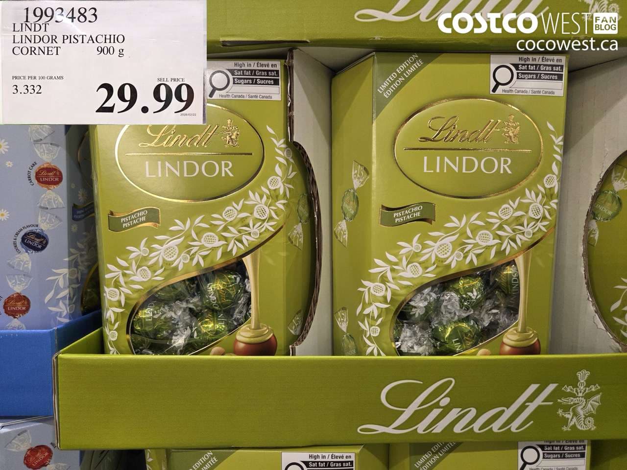 lindt lindor pistachio cornet 900g
