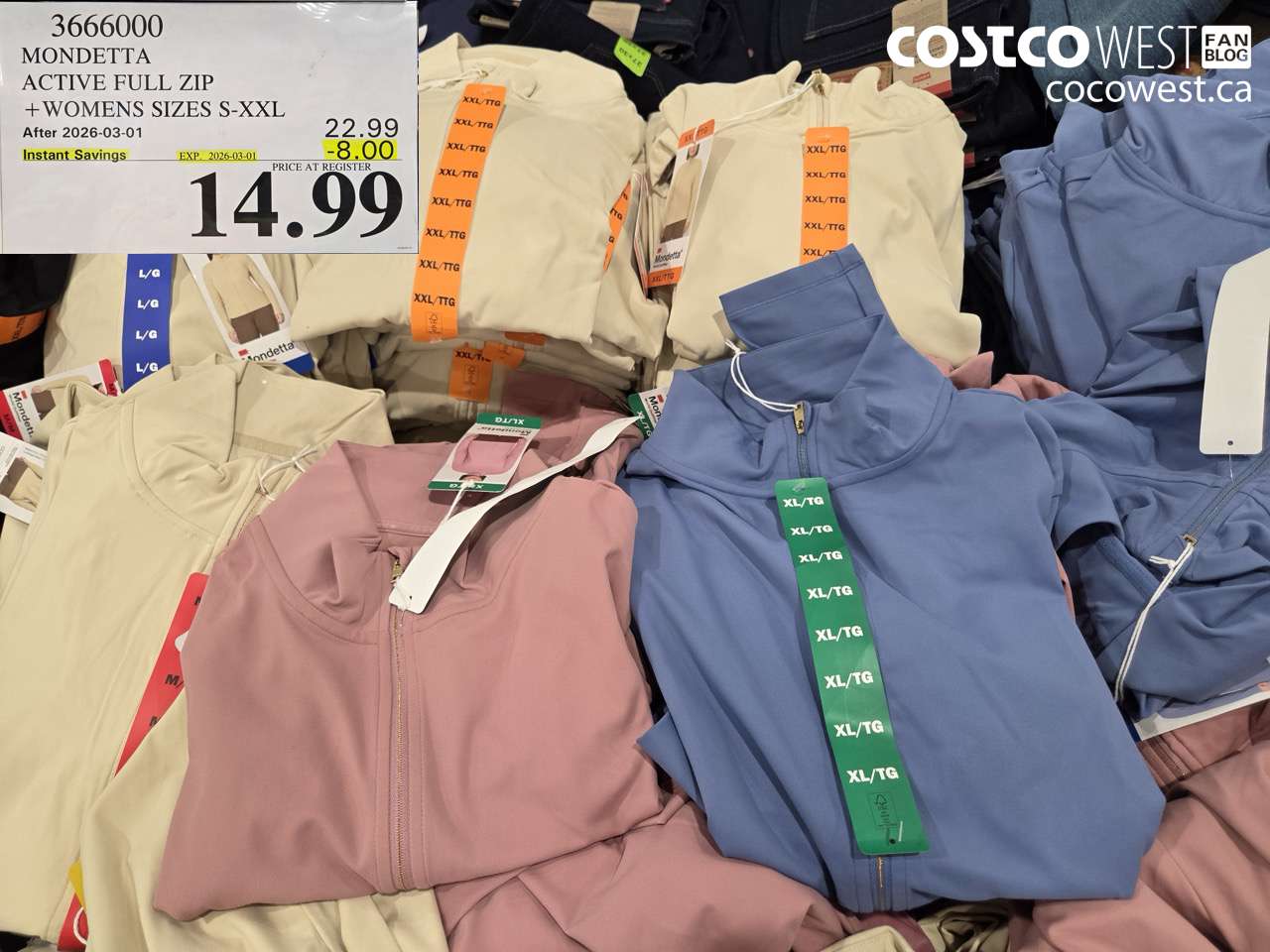 mondetta active full zip  womens sizes sxxl