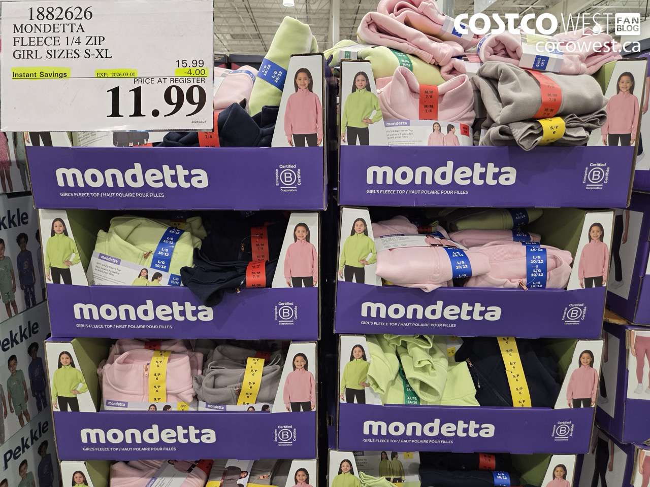 mondetta fleece 14 zip girl sizes sxl