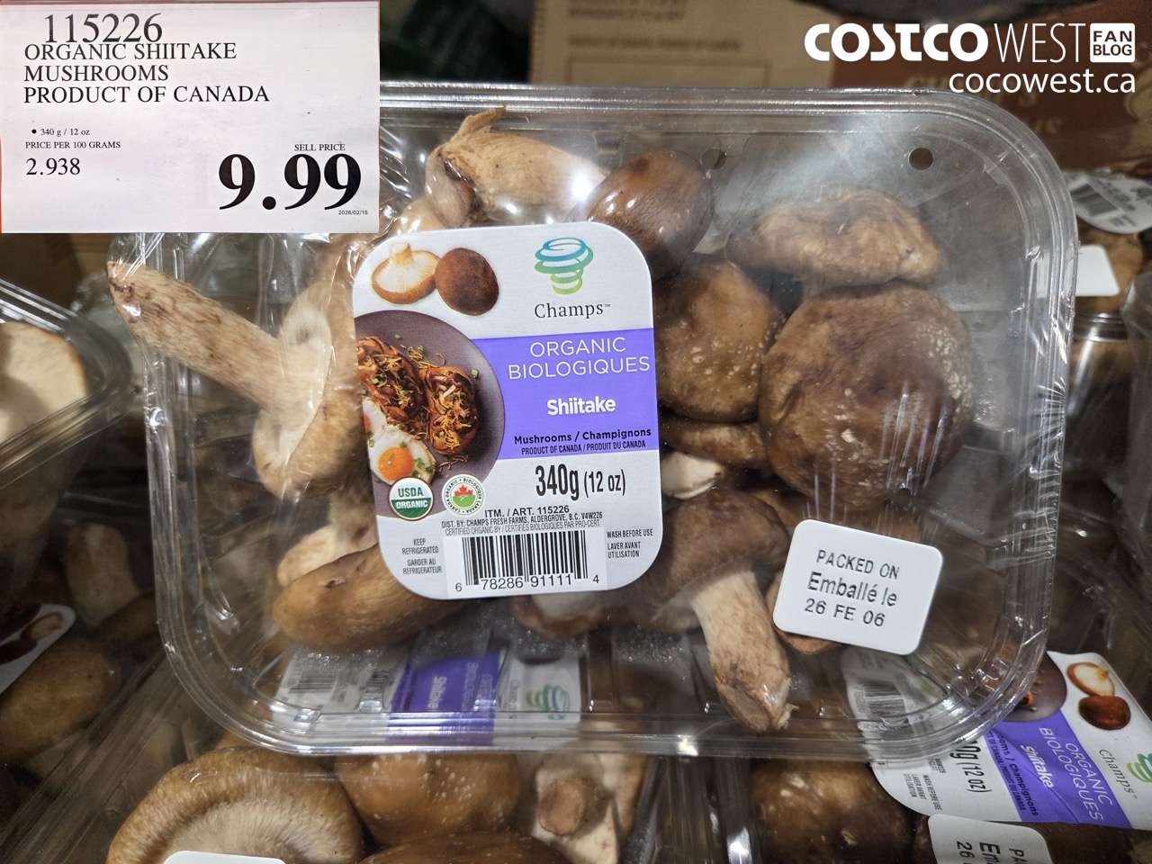 ORGANIC SHIITAKE MUSHROOMS PRODUCT OF CANADA
