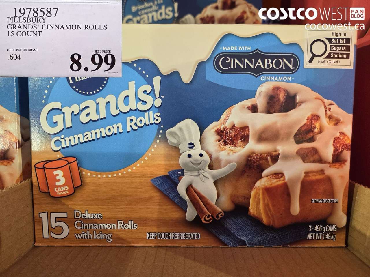 PILLSBURY GRANDS! CINNAMON ROLLS 15 COUNT