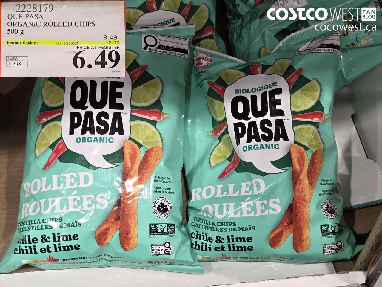 QUE PASA ORGANIC ROLLED CHIPS 500 g