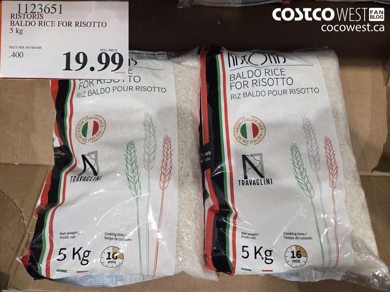 RISTORIS BALDO RICE FOR RISOTTO 5 kg