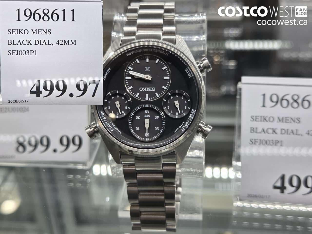 SEIKO MENS BLACK DIAL, 42MM SFJ003P1