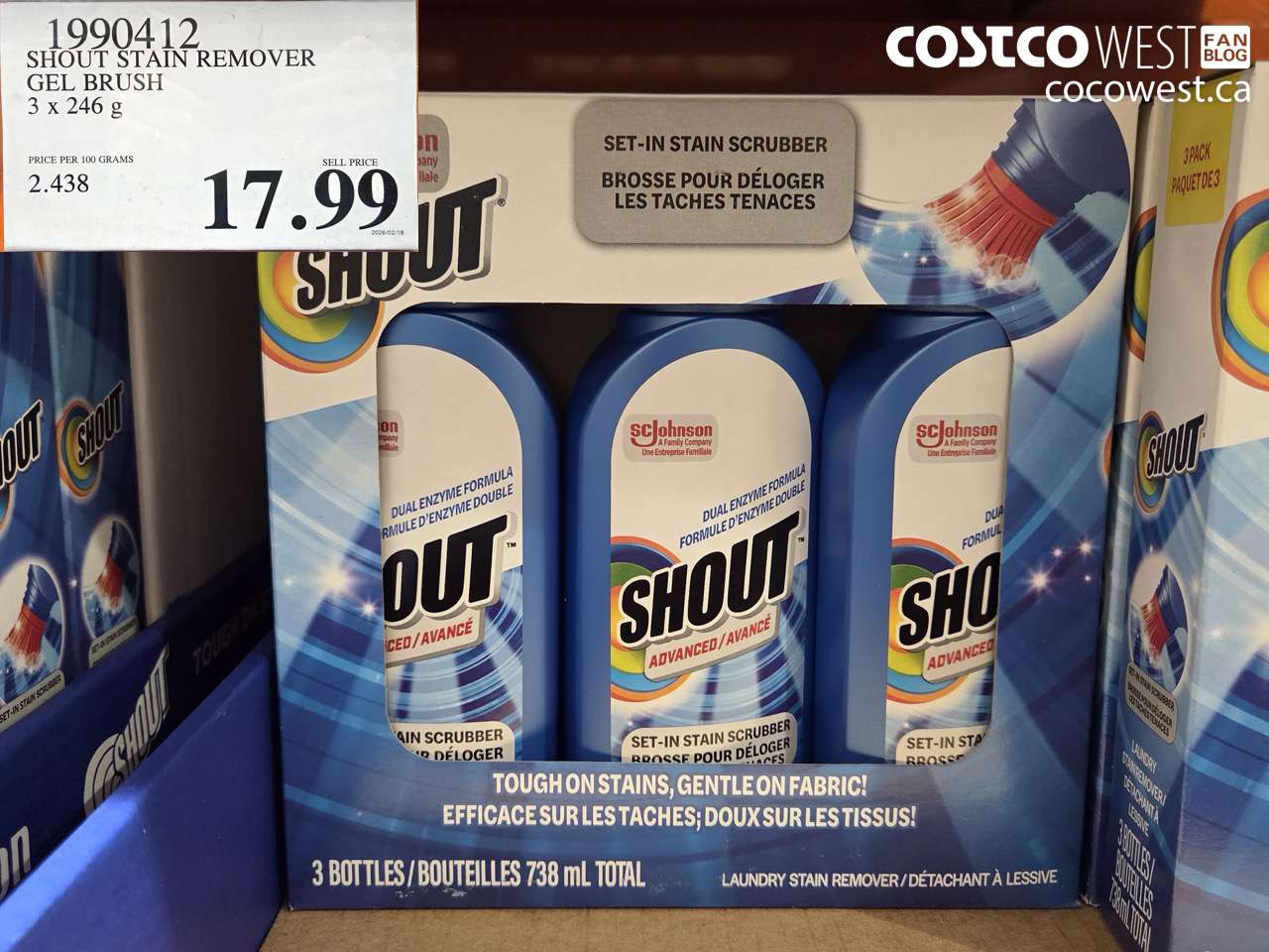 SHOUT STAIN REMOVER GEL BRUSH 3 x 246 g