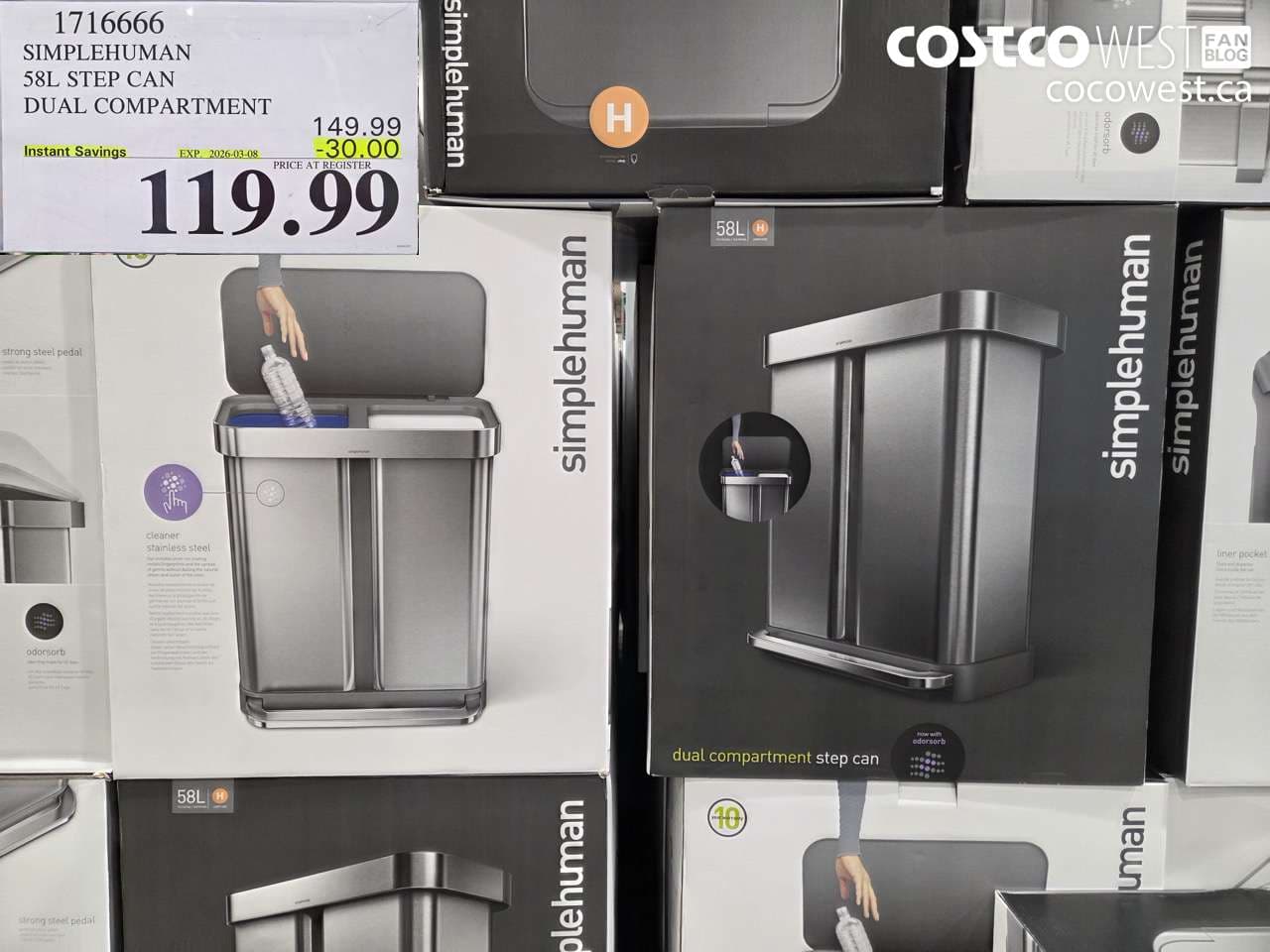 simplehuman 58l step can dual compartment