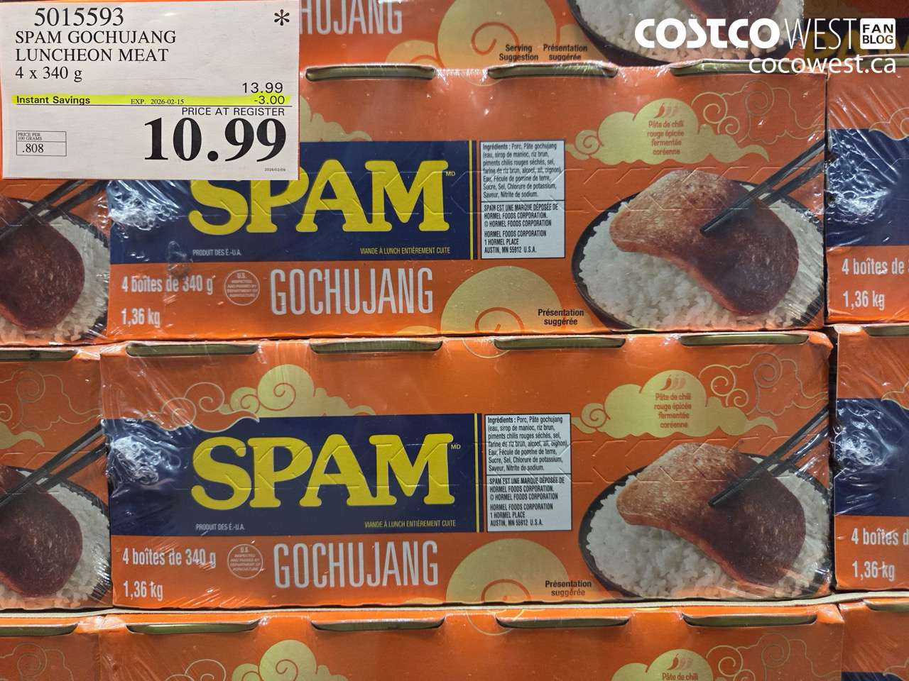 SPAM GOCHUJANG LUNCHEON MEAT 4 X 340G