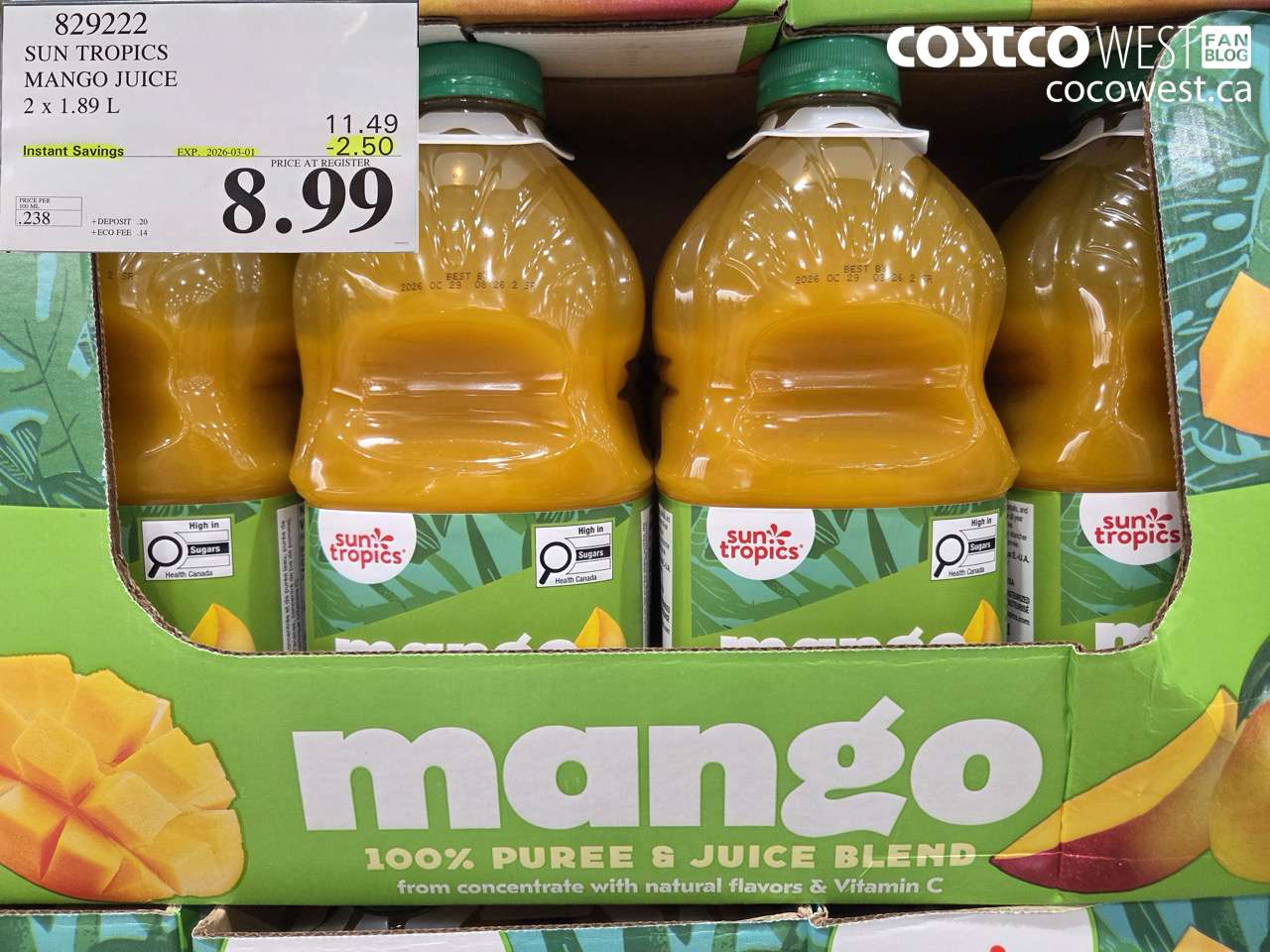 SUN TROPICS MANGO JUICE 2 X 1.89 L