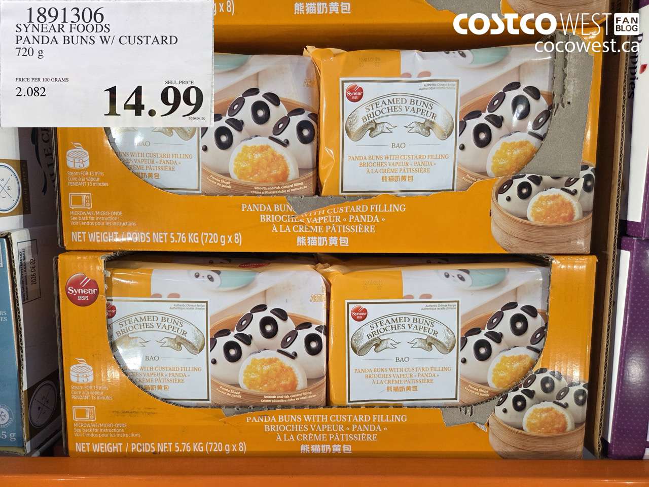 SYNEAR FOODS PANDA BUNS W/CUSTARD 720G