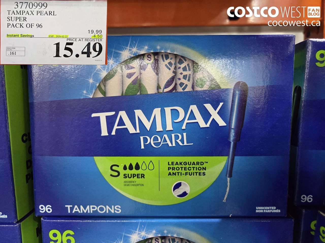 TAMPAX PEARL SUPER PACK OF 96