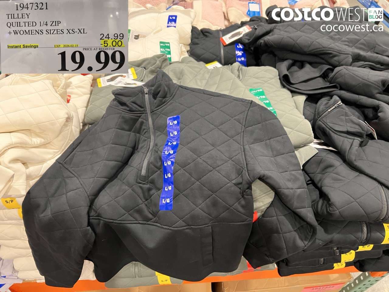 TILLEY QUILTED 1/4 ZIP + WOMENS SIZES XS-XL