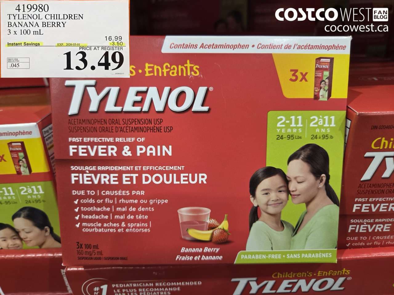 tylenol children banana berry 3 x 100 ml
