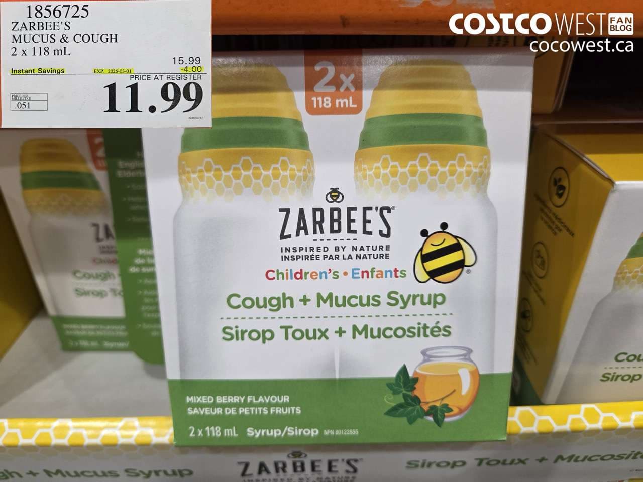 ZARBEE’S MUCUS & COUGH 2 X 118 ML