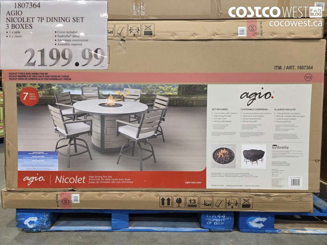 AGIO NICOL ET 7P DINING SET 3 BOXES