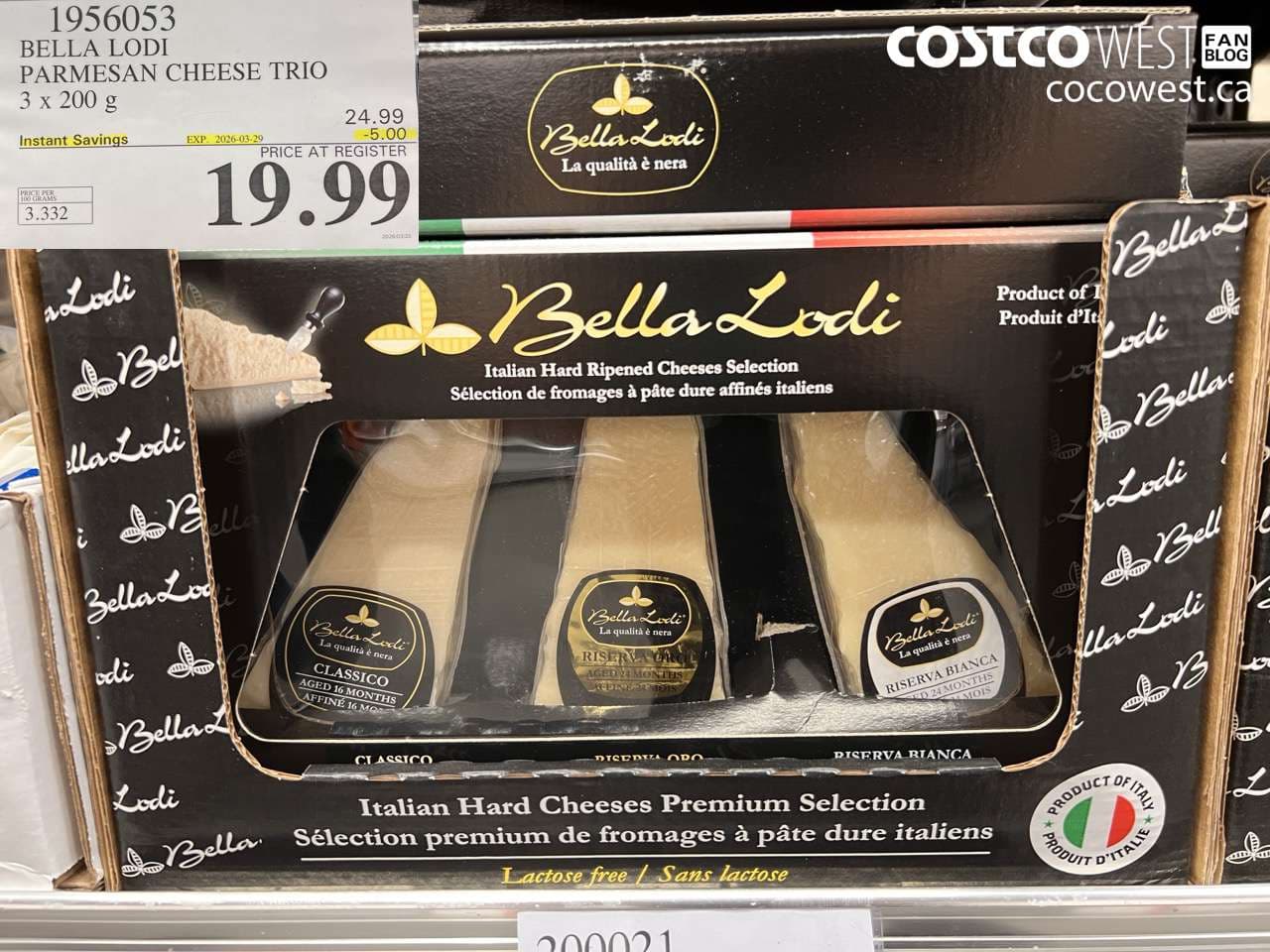 BELLA LODI PARMESAN CHEESE TRIO 3 X 200 G