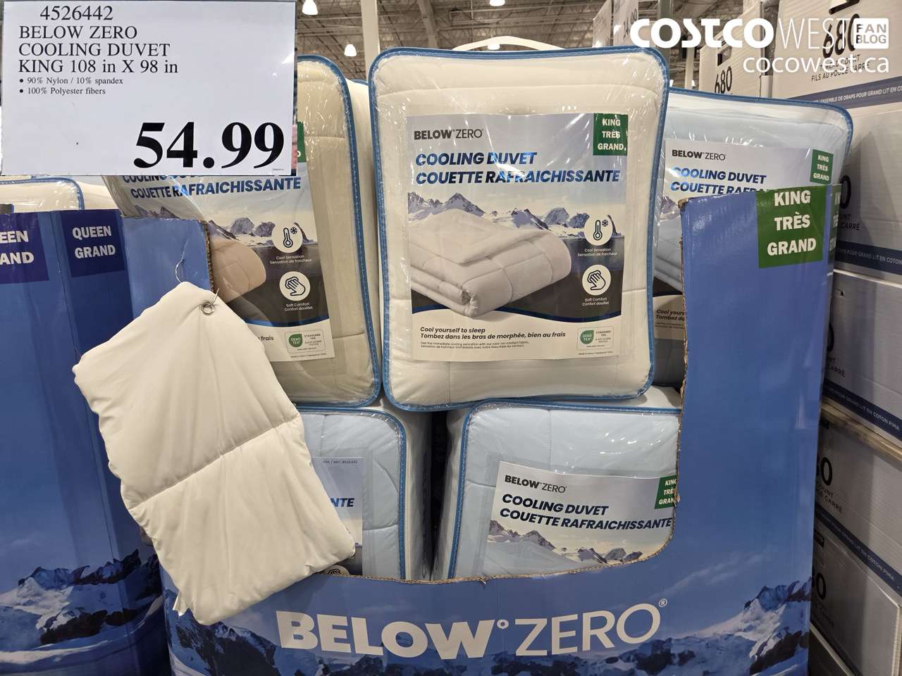 BELOW ZERO COOLING DUVET KING 108 IN X 98 IN
