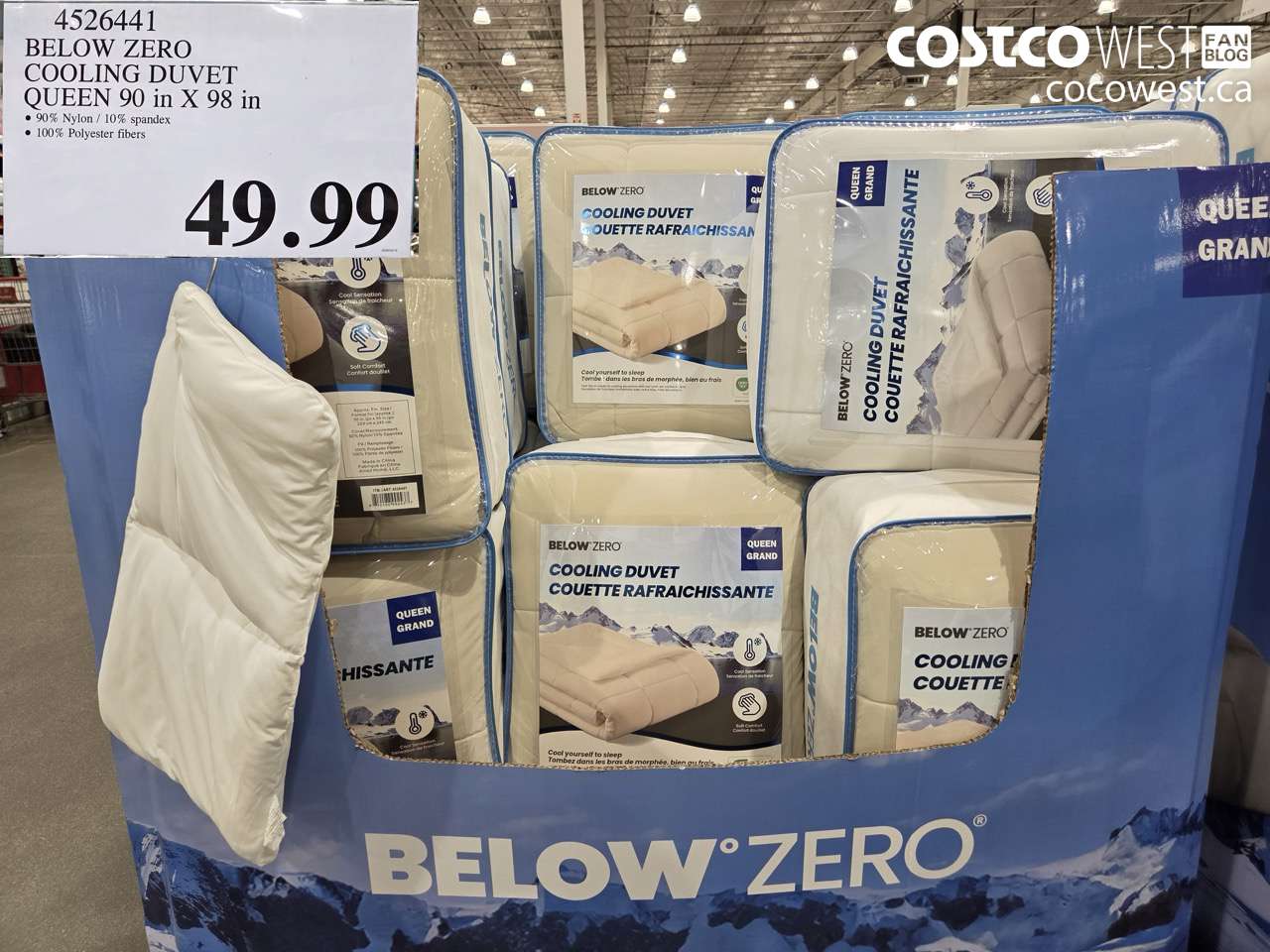 BELOW ZERO COOLING DUVET QUEEN 90 IN X 98 IN
