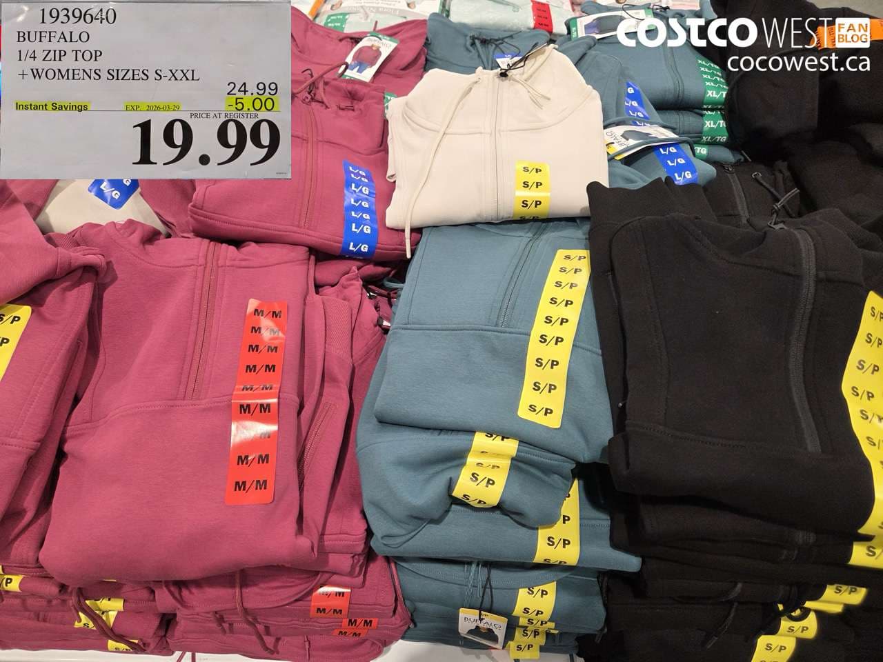 BUFFALO 1/4 ZIP TOP + WOMENS SIZES S-XXL