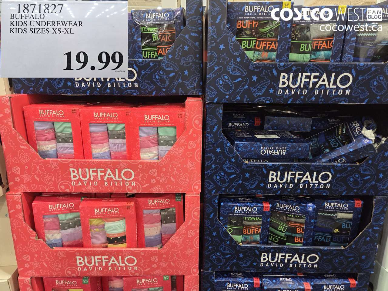 BUFFALO KIDS UNDERWEAR KIDS SIZES XS-XL