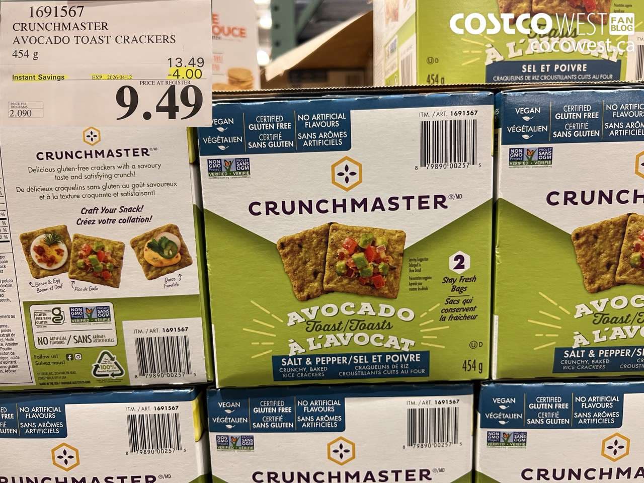 CRUNCHMASTER AVOCADO TOAST CRACKERS 454G