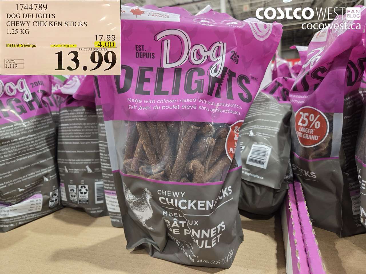 DOG DELIGHTS CHEWY CHICKEN STICKS 1.25 KG