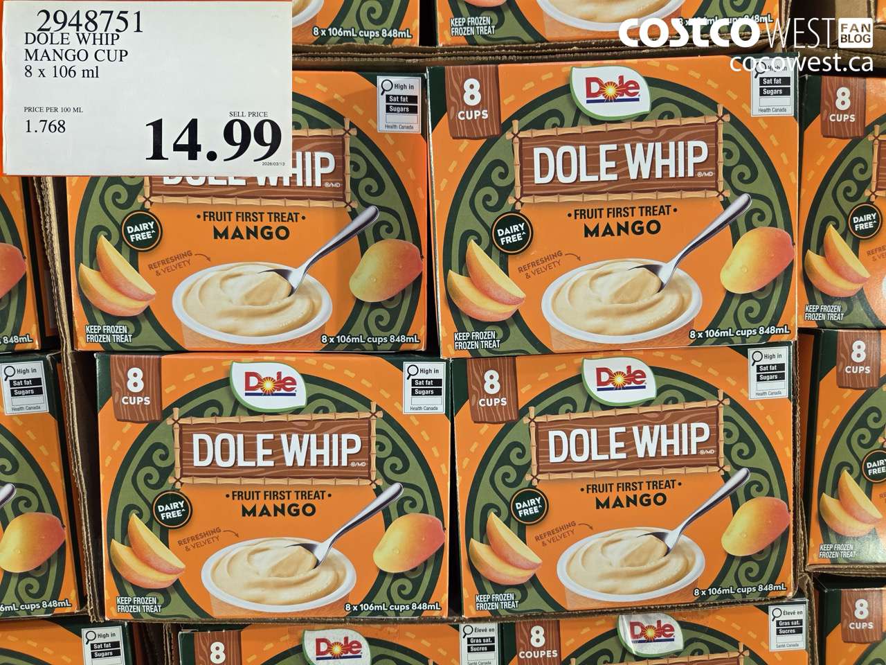 DOLE WHIP MANGO CUP 8 X 106 ML