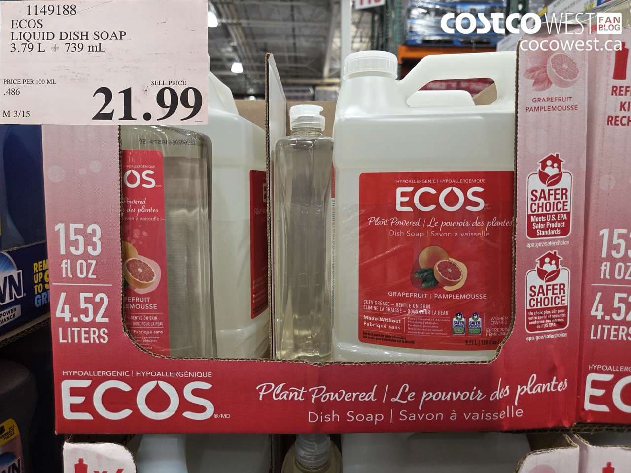 ECOS LIQUID DISH SOAP 3.79 L + 739 ML