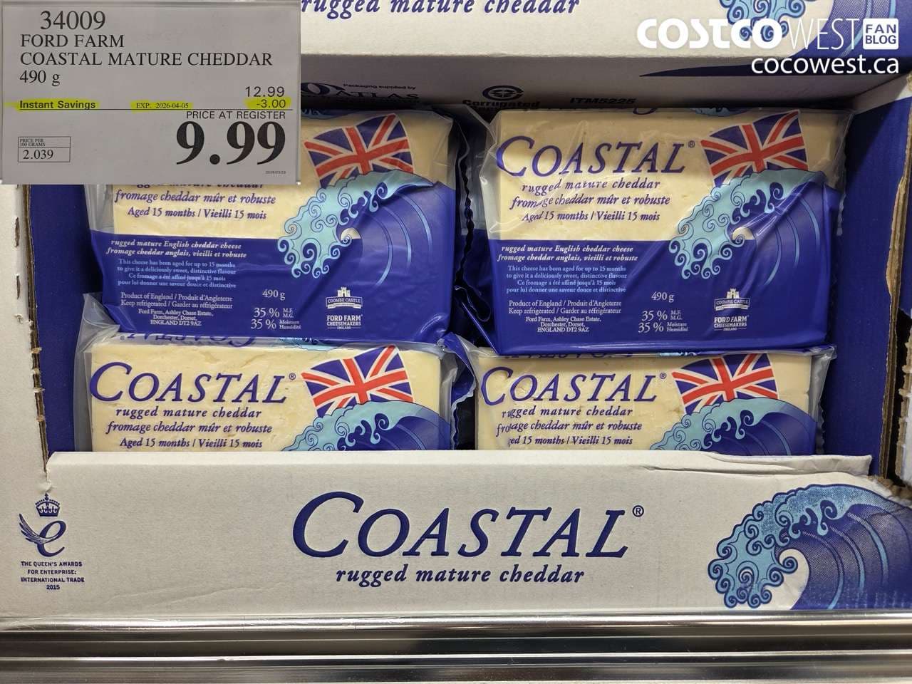 FORD FARM COASTAL MATURE CHEDDAR 490 G