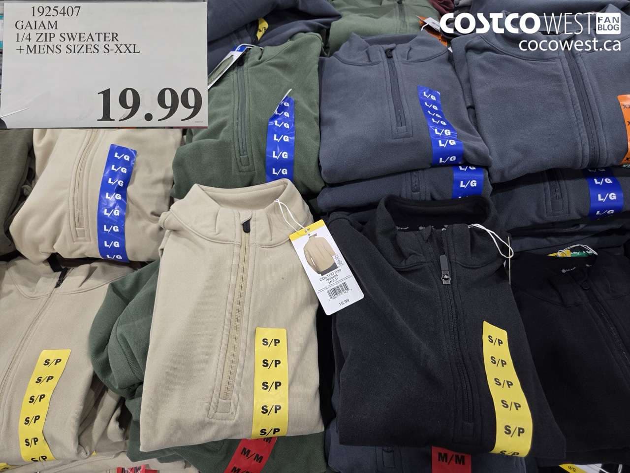GAIAM 1/4 ZIP SWEATER + MENS SIZES S-XXL