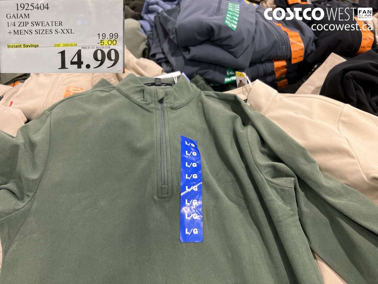 GAIAM 1/4 ZIP SWEATER + MENS SIZES S-XXL