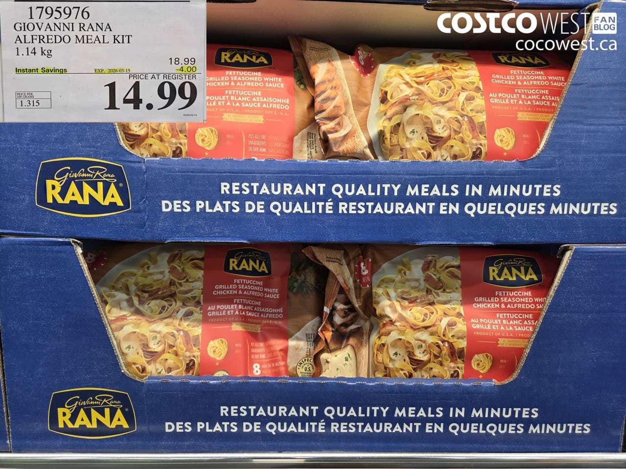 giovanni rana alfredo meal kit 114kg