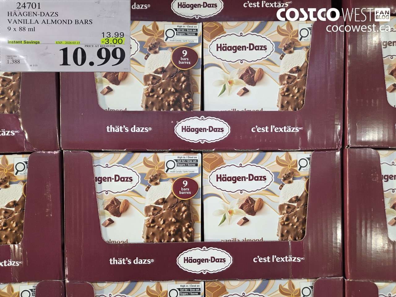 haagendazs vanilla almond bars 9 x 88 ml