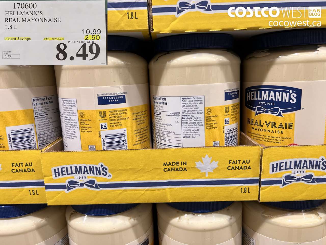 HELLMANN’S REAL MAYONNAISE 1.8 L